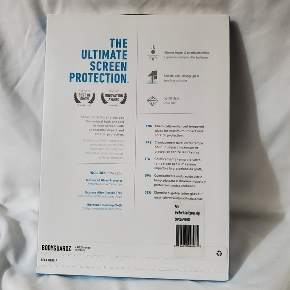 NIB! BodyGuardz Pure® Premium Glass Screen Protector for Apple iPad Pro 10.5 - Picture 3 of 4
